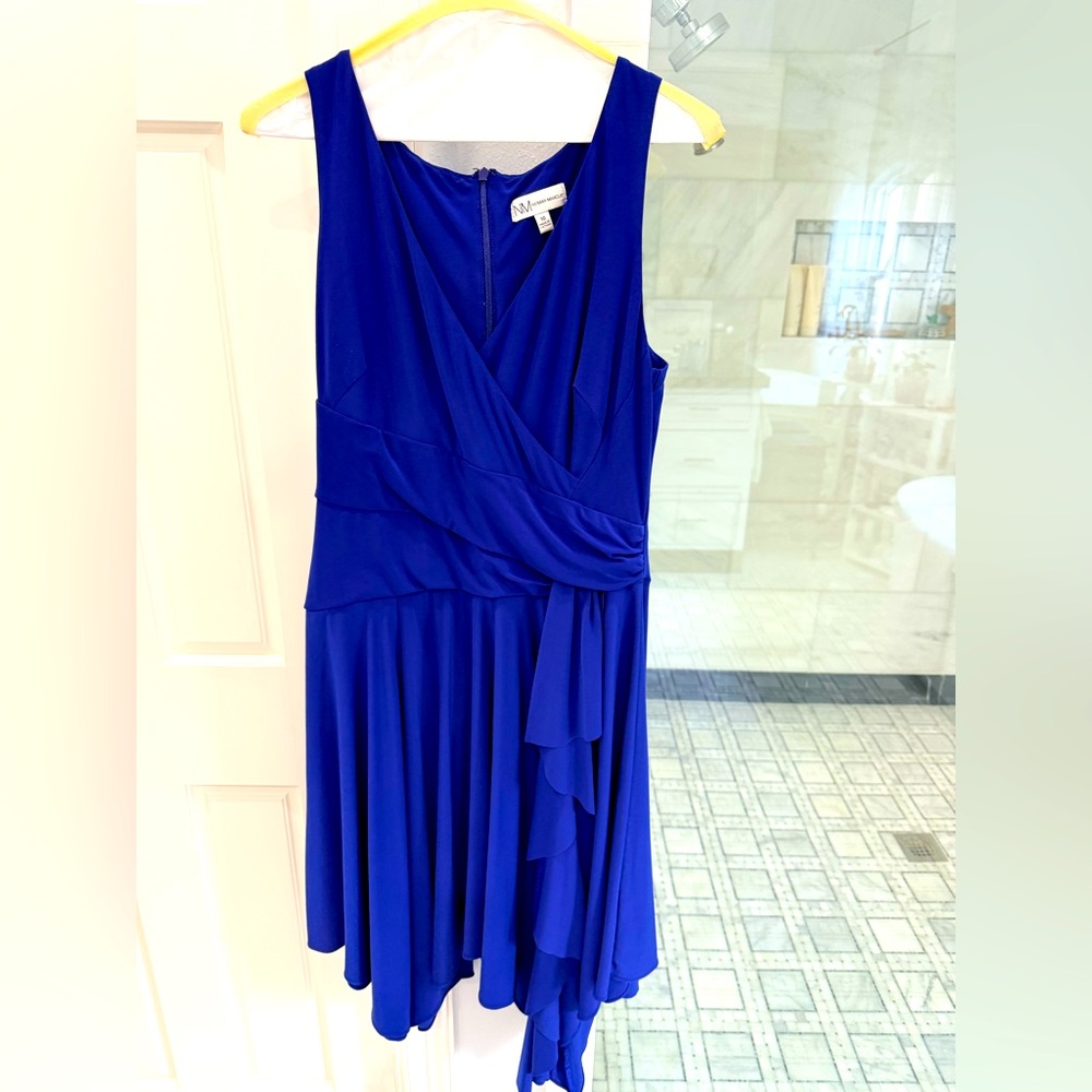 Neiman Marcus Evenings Cobalt Blue Draped Cocktail Dress